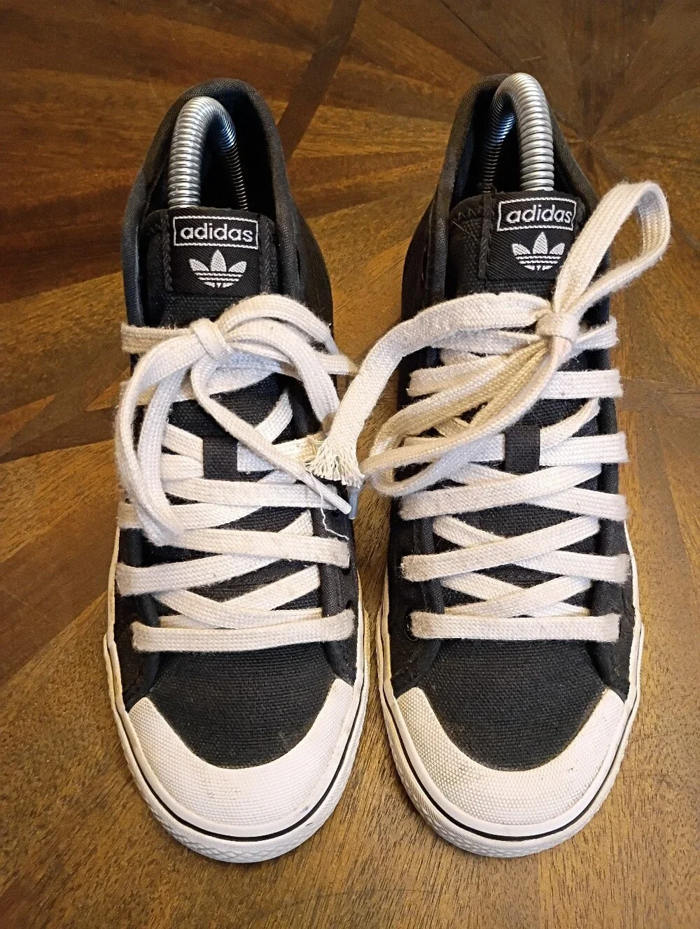 Adidas Originals Nizza Hi Kids Youth 4.5Y Black White Canvas High Top Sneakers